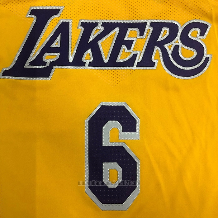 Camiseta Los Angeles Lakers LeBron James #6 Icon Autentico Amarillo